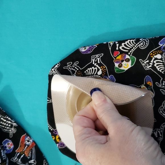 Hand Crafted Ostomy/Iliostomy bag cover w/matching reversible face mask - Picture 8 of 16